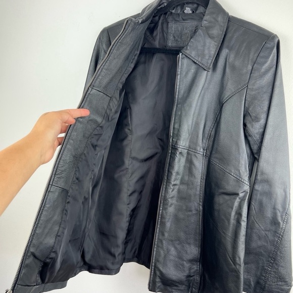 Jacqueline Ferrar Authentic Pig Nappa Genuine
Leather Black Zip Up Jacket size S - Picture 6 of 10